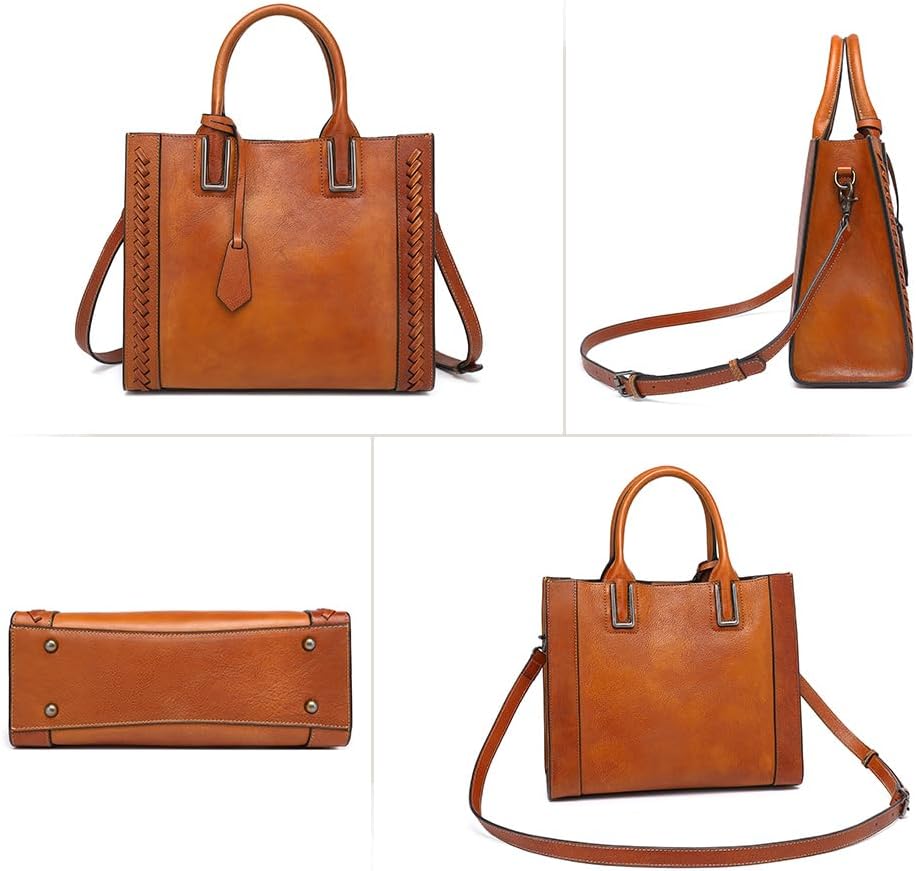 Genuine Leather Handbags Tote Shoulder for Women Vintage Handmade purse Satchel Crossbody Bag - Image 7