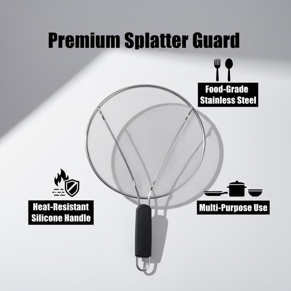Stainless Steel Splatter Guard Set of 2 for Frying Pan – 13 Inch & 9.84 Inch Heavy Duty Grease Splatter Screen, Oil Splash Guard for Cooking, Dishwasher Safe, Easy to Hang
