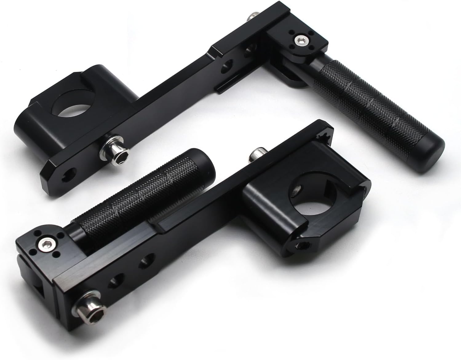 MZS Motorcycle Highway Foot Peg, 7/8"-1.25" Adjustable Adventure Highway Pegs Universal Foldable CNC Long Mount Compatible with KLR 650 DR650 Tenere Vstorm 300X 390 790 890 Dual for 22-32mm Crash Bar