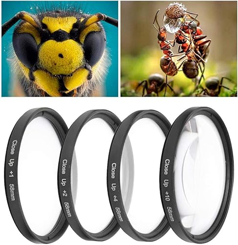 Miniatura 5 de Filtros de primer plano macro de vidrio óptico, kit de filtro de lente macro +1+2+4+10, filtro macro 2.283 in Closeup Macro Filter Set