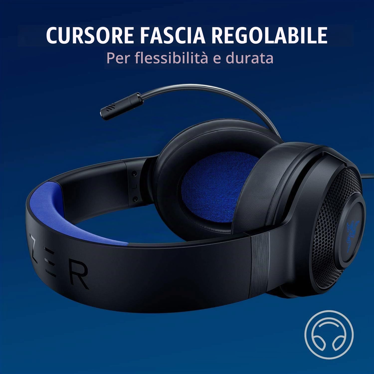 Razer Kraken X - Cuffie da gioco ultra leggere per console con audio surround 7.1, con telaio leggero, microfono cardioide pieghevole per PC, Xbox, PS4, Nintendo Switch, colore: blu/nero