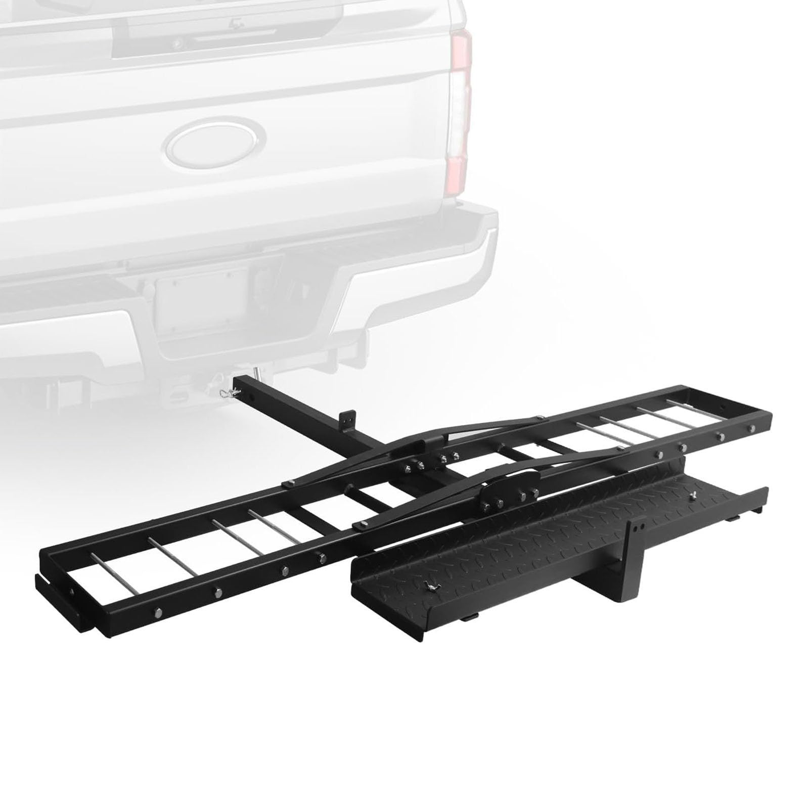 Porte-attelage de Moto, Porte-attelage Robuste pour Moto Tout-Terrain, avec Verrouillage de Rampe, Tendeur d'attelage, Récepteur de 5 Cm/2" - Charge Maximale 226 Kg