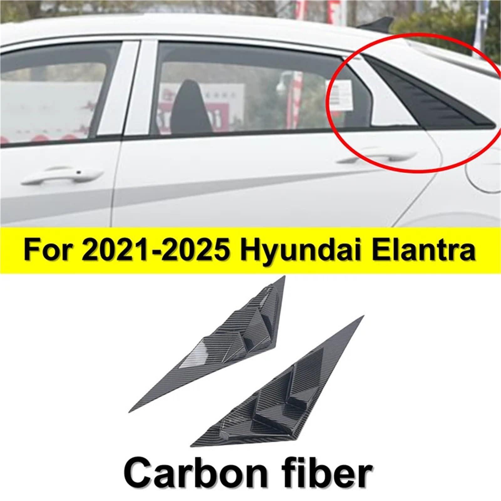 Zaluzje do okien bocznych Pasuje do Hyundaia Elantra 2021-2025, żaluzji tylnej szyby bocznej ABS, osłony słupka C, naklejki ozdobnej, wlotu powietrza Osłonę bocznej żaluzji samochodu