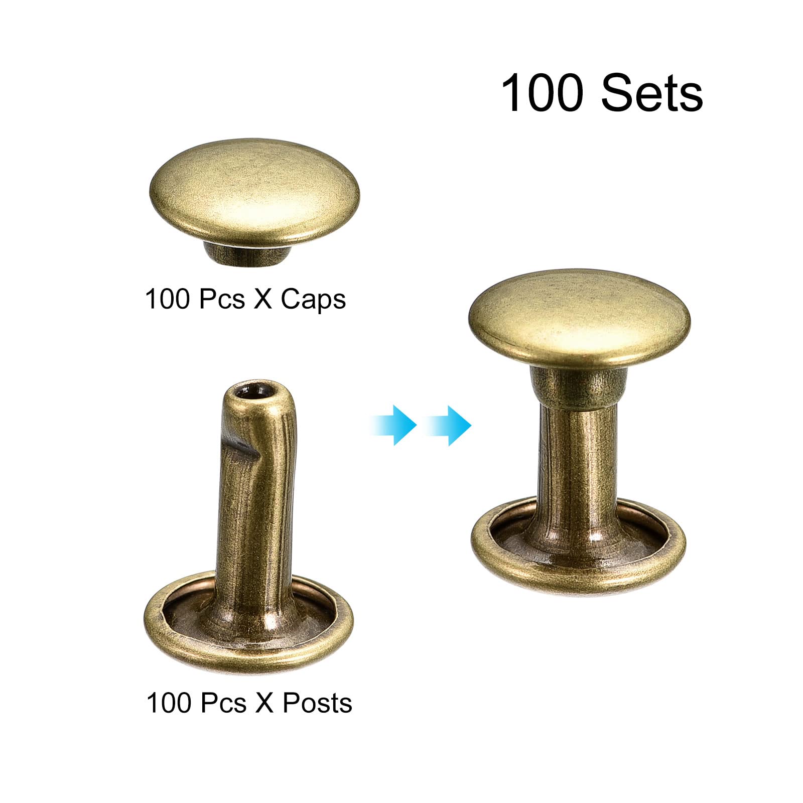 Rivetti A Bottone A Testa Rotonda 4mm - 60 Pezzi 4 Colori, Per Borsa, Cintura, Fai Da Te In Pelle - Foto 9