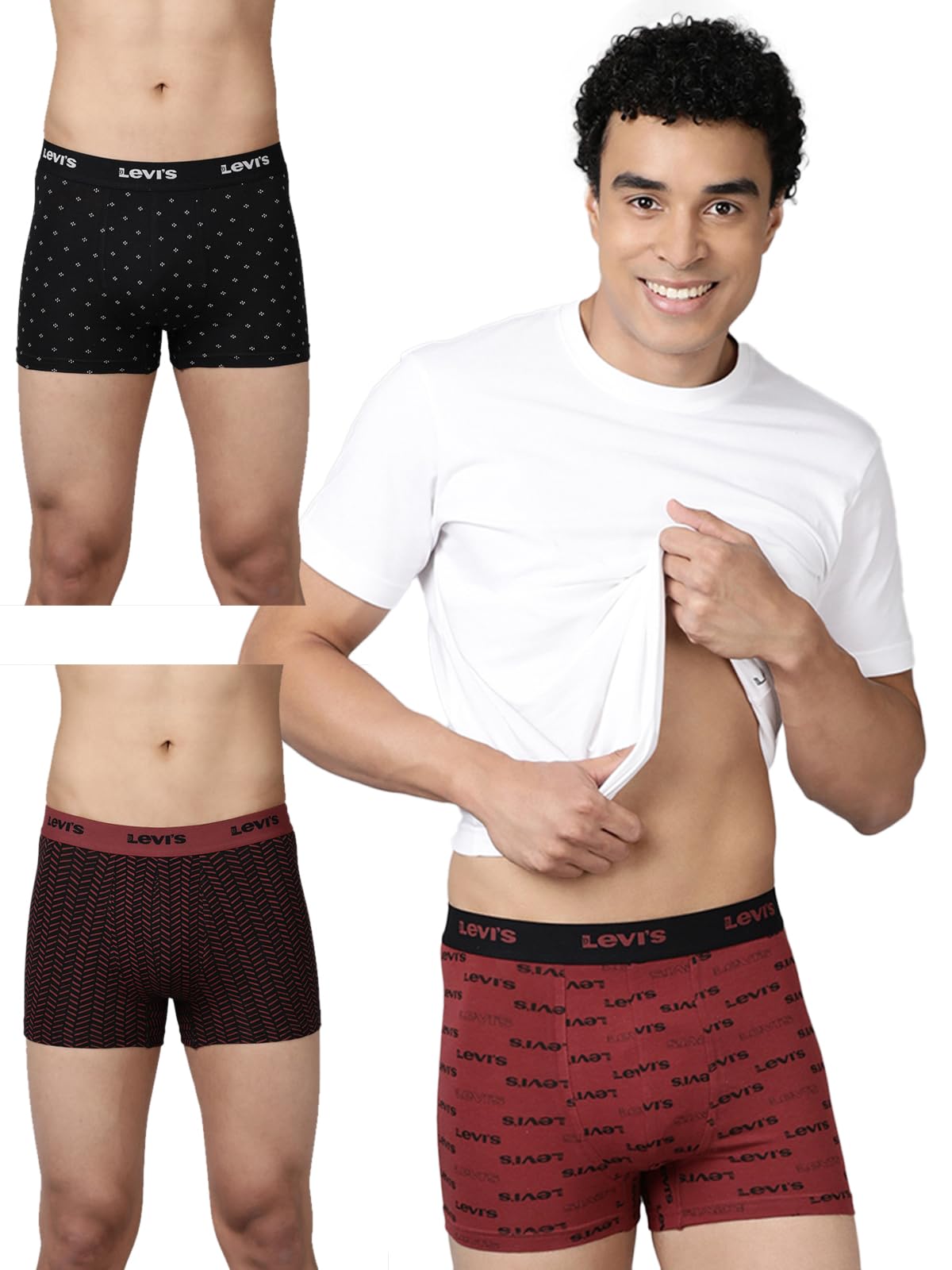 levi's Men's Cotton Blend Classic Trunks (Pack of 3) (STYLE-022_Basiclogo, Extra Minimal, Herringbone-picture-20