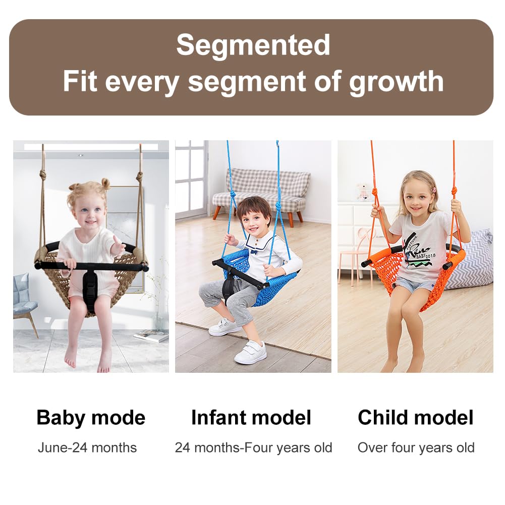 nets Tribe 2 -in- 1 Toddler Swing. Swing Seat for Kids with Adjustable Ropes, for Kids Heavy Duty Rope Play Secure Children Swings Set, for Outdoor Indoor, Backyard. Upgrade Product (Light Brown)