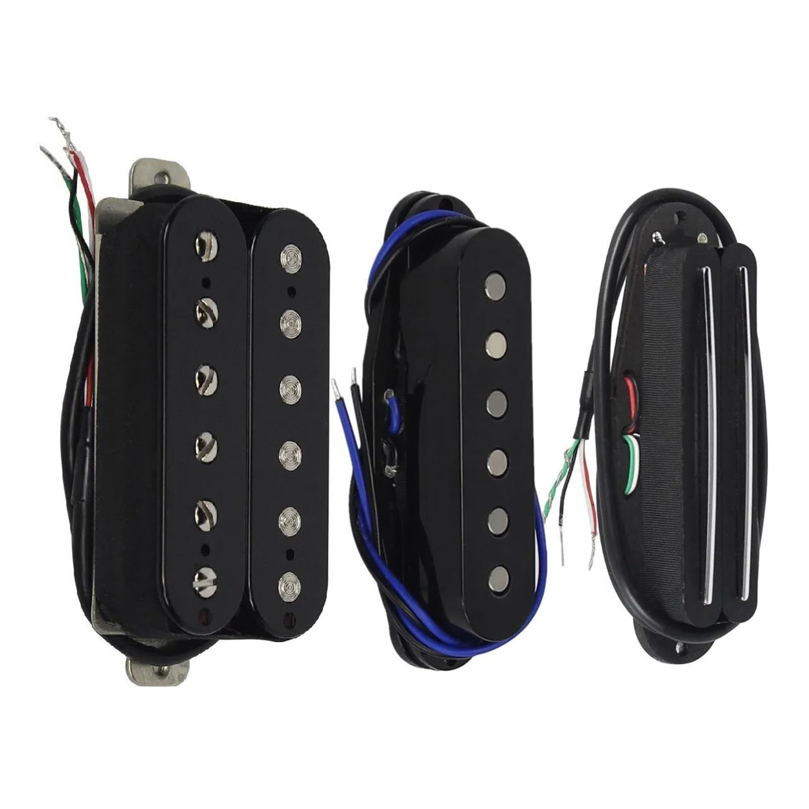 3 Teiliges Retro Alnico 5 Gitarren Dual Track Single/Humcoil Elektro Tonabnehmer Set SSH(Black)