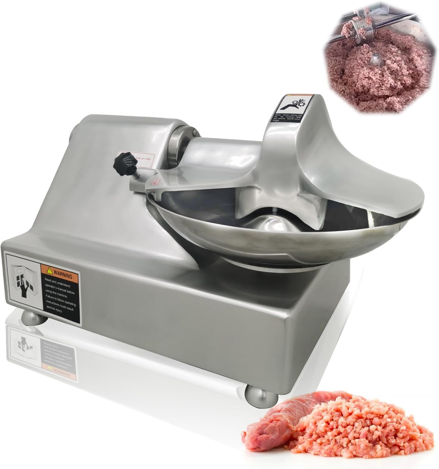 Procesador de Alimentos Comercial de 550 W con Recipiente de 5,5 l, Picador eléctrico de Carne y Verduras para preparación de Alimentos en la Cocina, elaboración de albóndigas y Bollos.