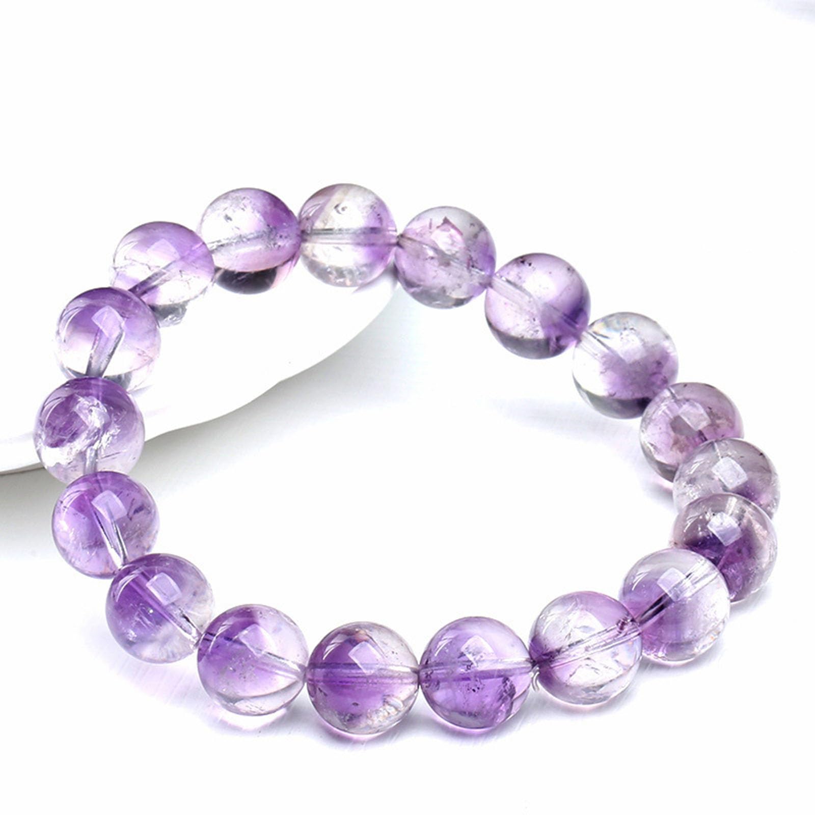 Natürliche Amethyst-Stein-Armbandperlen, Kristallperlen-Armbänder für Frauen, handgefertigtes Edelstein-Heil-Stretch-Armband für Männer, lila Schmuckgeschenke,14mm