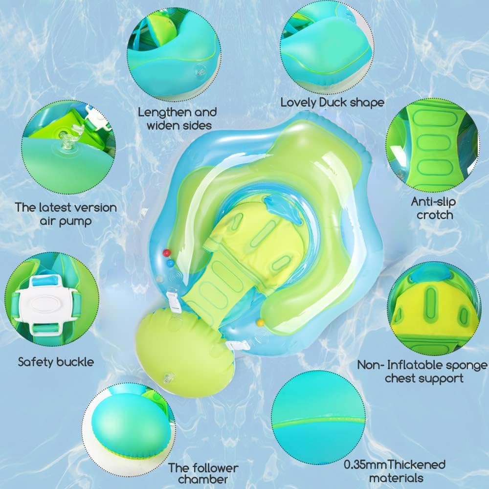 Baby Schwimmring mit Sonnendach Abnehmbaren,Schwimmring mit Sonnenschutz Verstellbare,Aufblasbarer Schwimmreifen Baby,Schwimmtrainer Float für ab 3-36 Monate
