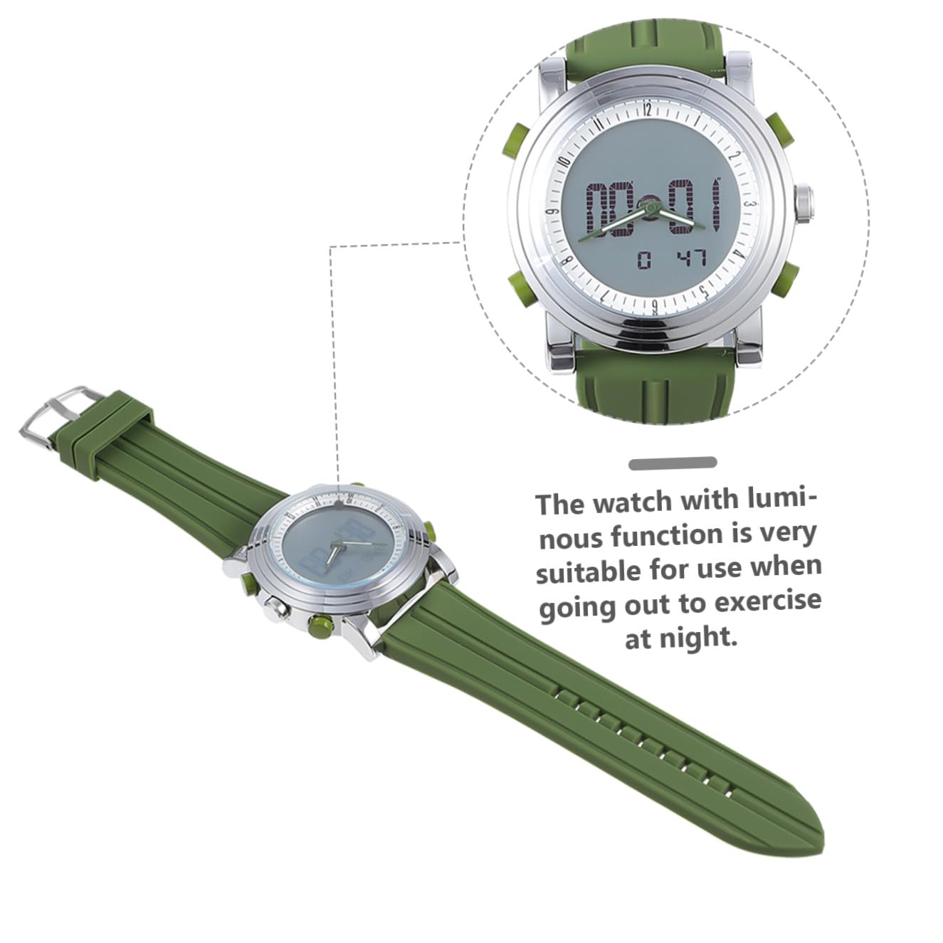 minkissy 1pezzi Orologio Sportivo Digitale Sveglia Cinturino in Silicone Confortevole Orologio Elettronico Semplice Per Studenti Da Polso Luminoso Controllo Data e Giorno