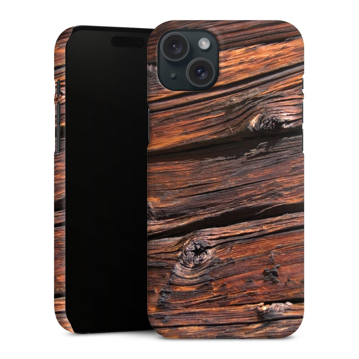 Coque iPhone 15 Plus aspect bois DeinDesign housse protection