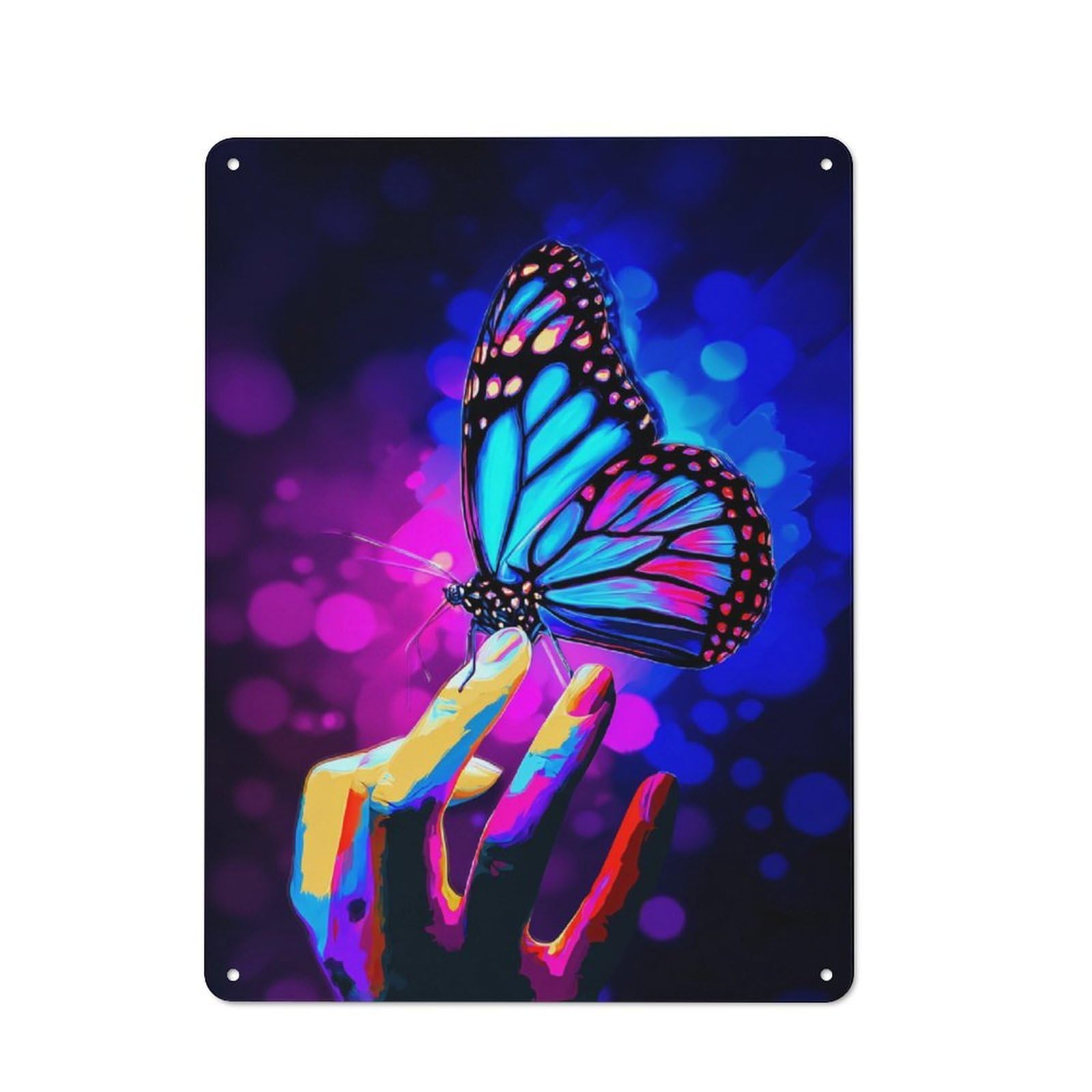 Junmoney Neon Butterfly On Hand For Garden Room Or Summerhouse, Rustic Tin Sign 40X30cm, Wall Decor For Garden Rooms And Summerhouses