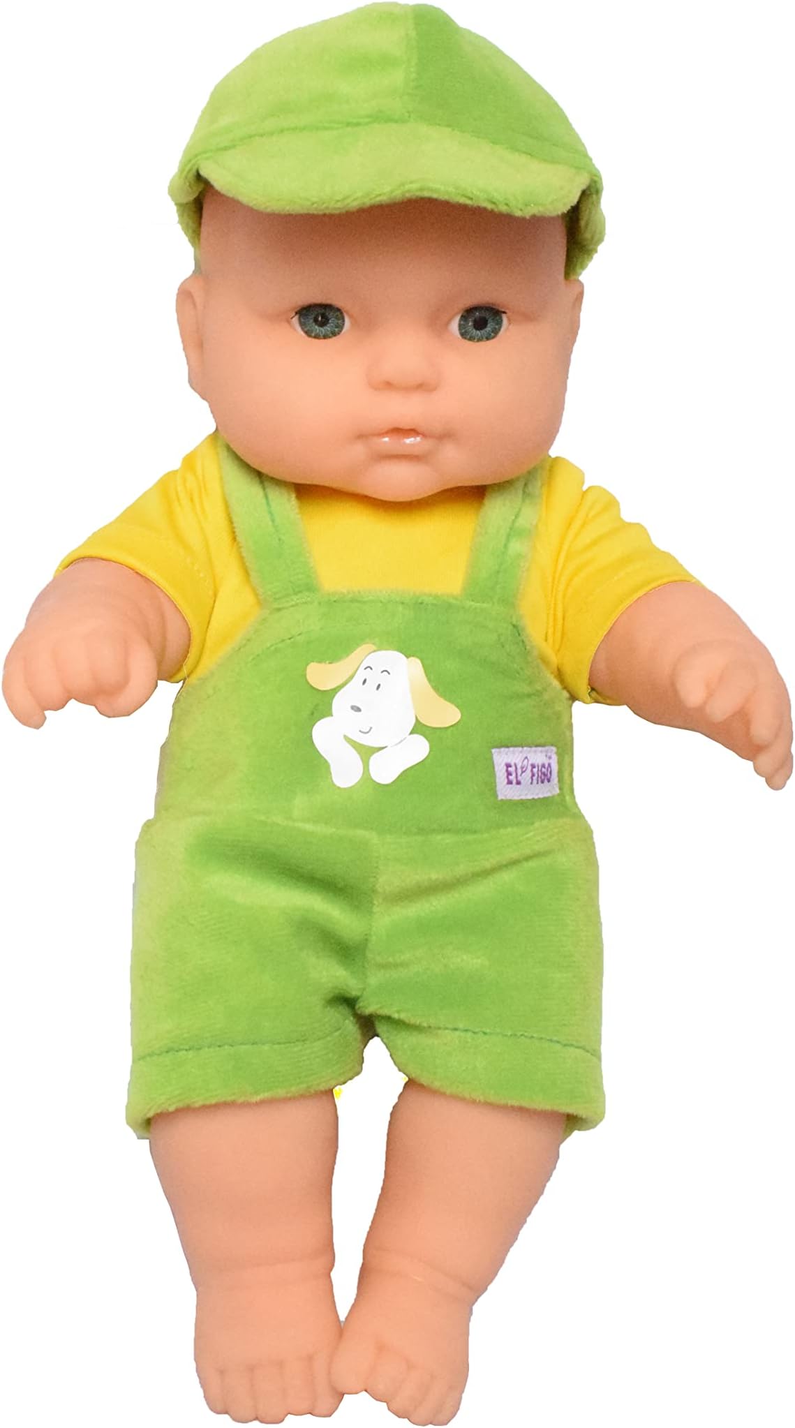 EL FIGO Cute Little Boy Toy in Green Dungaree Dress Doll for Kids (Rotatable Legs Arms with Removable Clothes Set 31 cm)