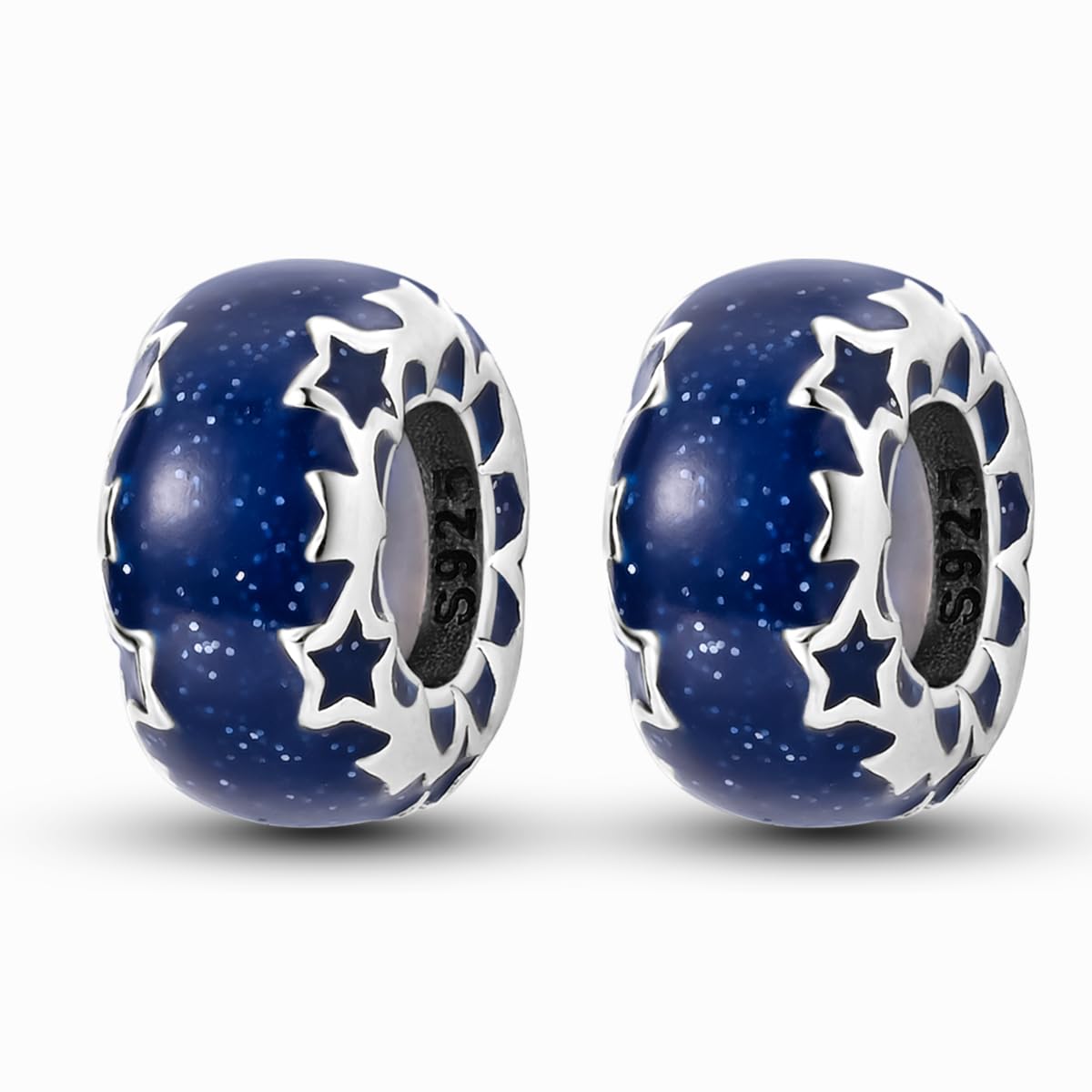 MULA Stoppers Beads Charms for Bracelets &Necklaces 925 Sterling Silver Rondelle Spacer Charm with Clear Rubber inside for Major European Snake Chain