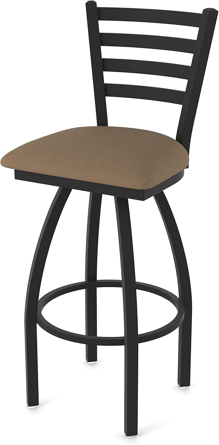 HBS 410 Jackie 36" Swivel Bar Stool with Black Wrinkle Finish and Medium Oak Seat