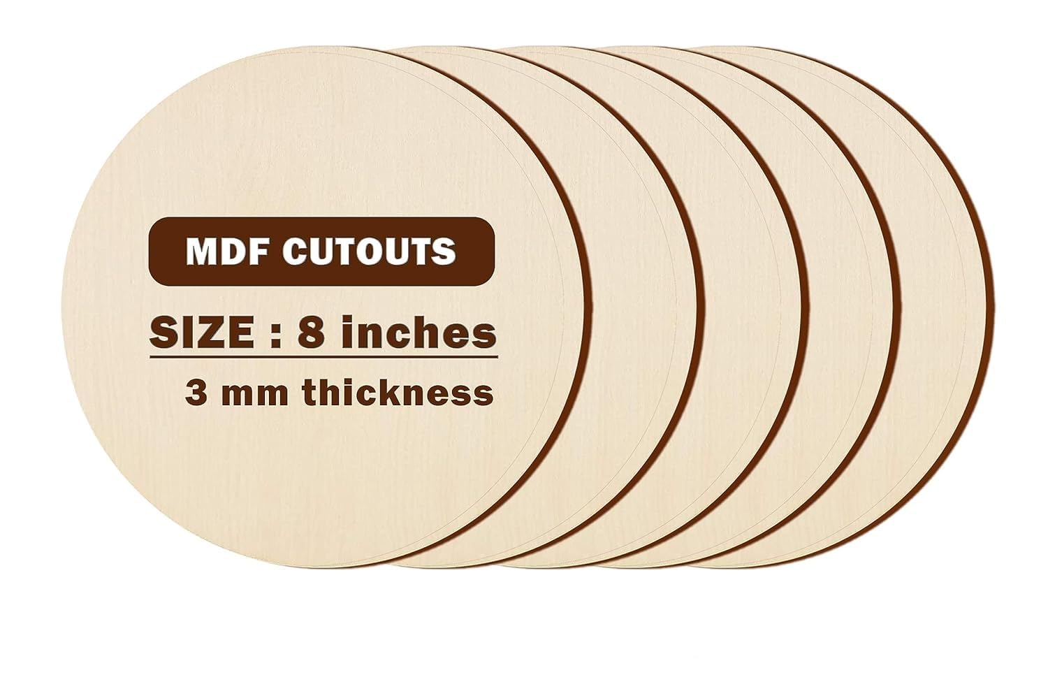 BerryBox 8 x 8 inch Round MDF Boards 2 Pieces for Art and Craft, Wood Round MDF Sheets for Craft Work, DIY MDF Cutouts 3mm Thickness-image-21