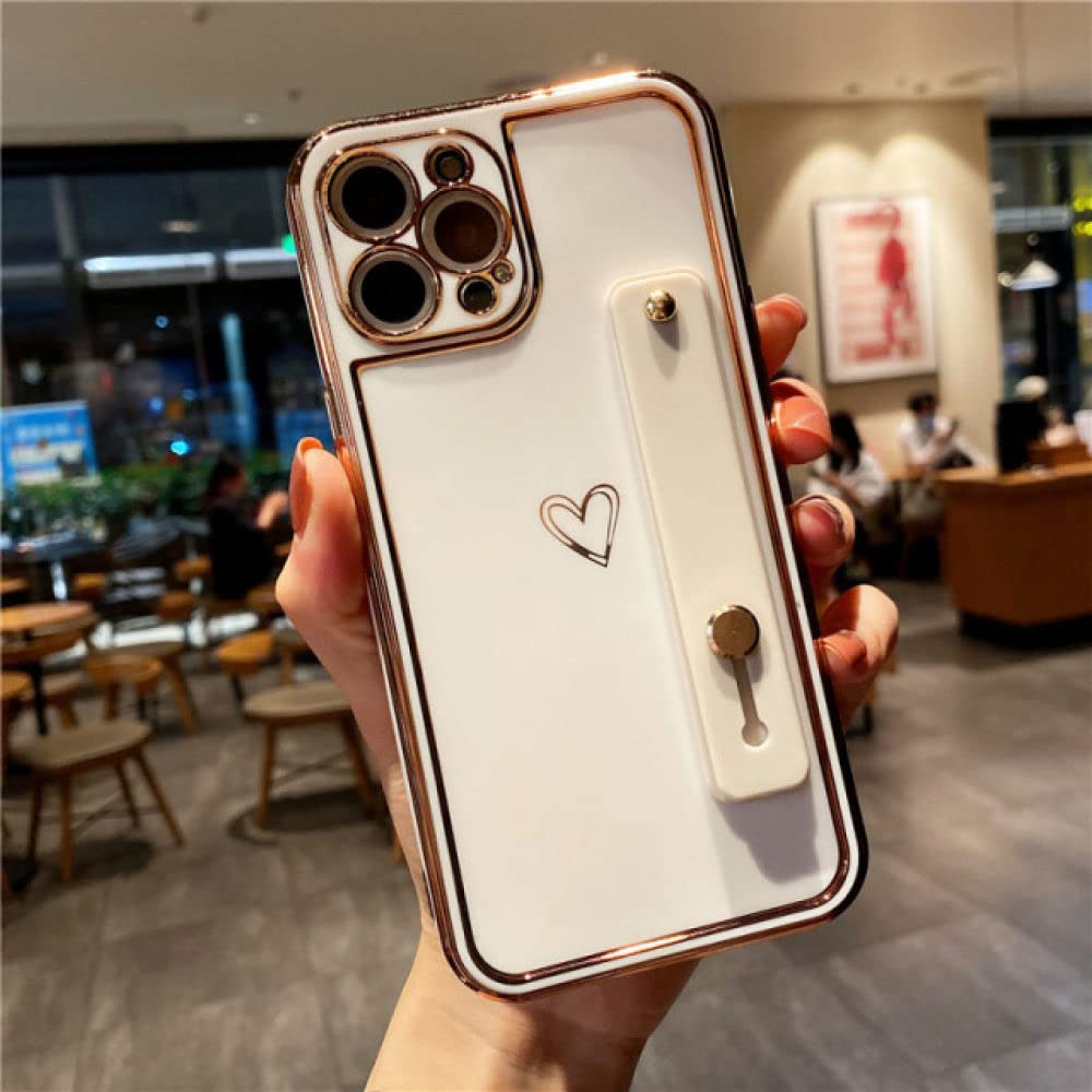 Coque iPhone XS Max antichoc à support bracelet et paillettes blanc - 7