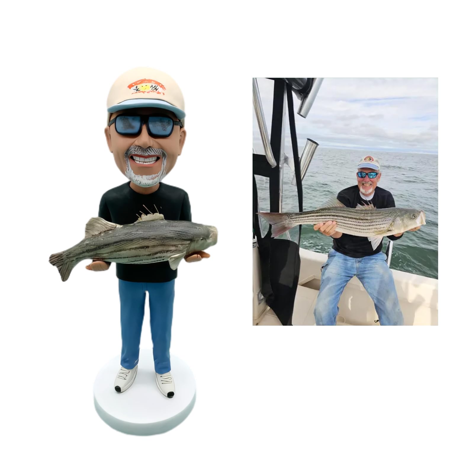 UniBoblX Custom Fishing Enthusiast Bobblehead, Personalized Angler Sculpture, Exclusive Fishing Expert Gift, Unique Fisherman Souvenir/Award