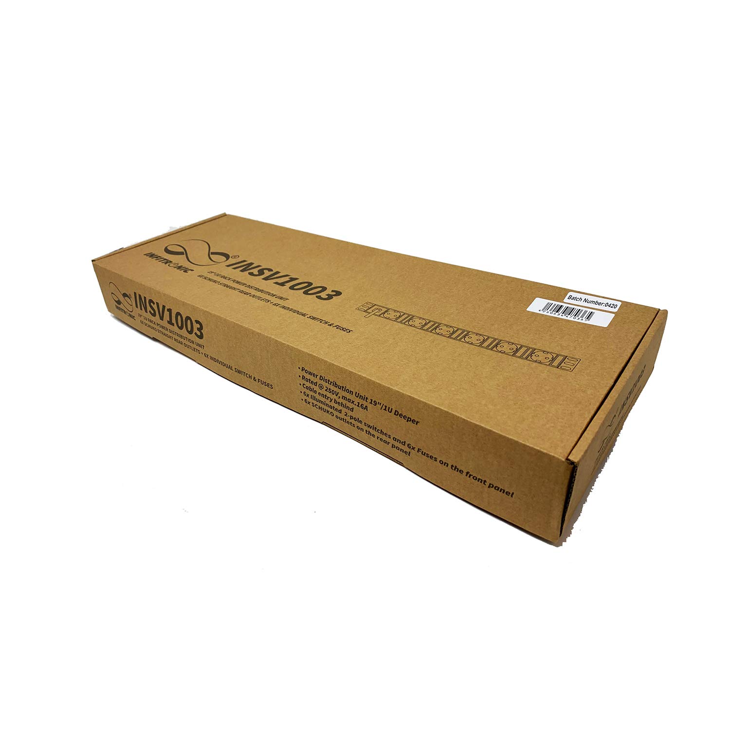Infitronic - INSV1003A - 19 Pulgadas 1HE 6 Canales Consola de conmutación Regleta de alimentación DJ Switch Gaming Power Strip (conmutable Individualmente y Fusible Fino)