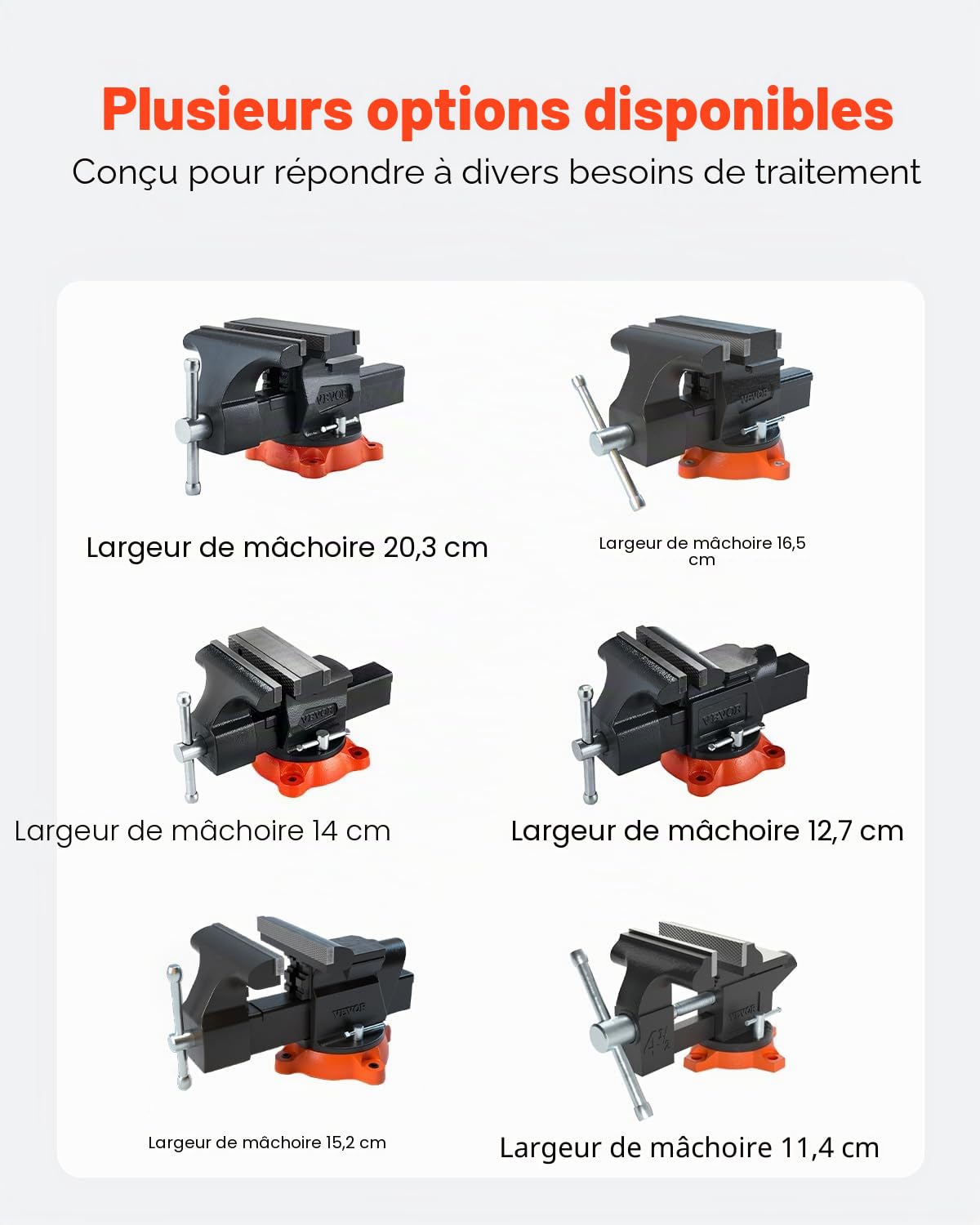 VEVOR Étau Établi Polyvalent Largeur Mâchoire 203 mm, Étau Atelier Fonte Ductile, Ouverture Max de Mâchoire Arrière 292 mm, avec Enclume, Base Pivotante 360°, Gorge 94 mm, pour Serrage de Tuyaux Ronds