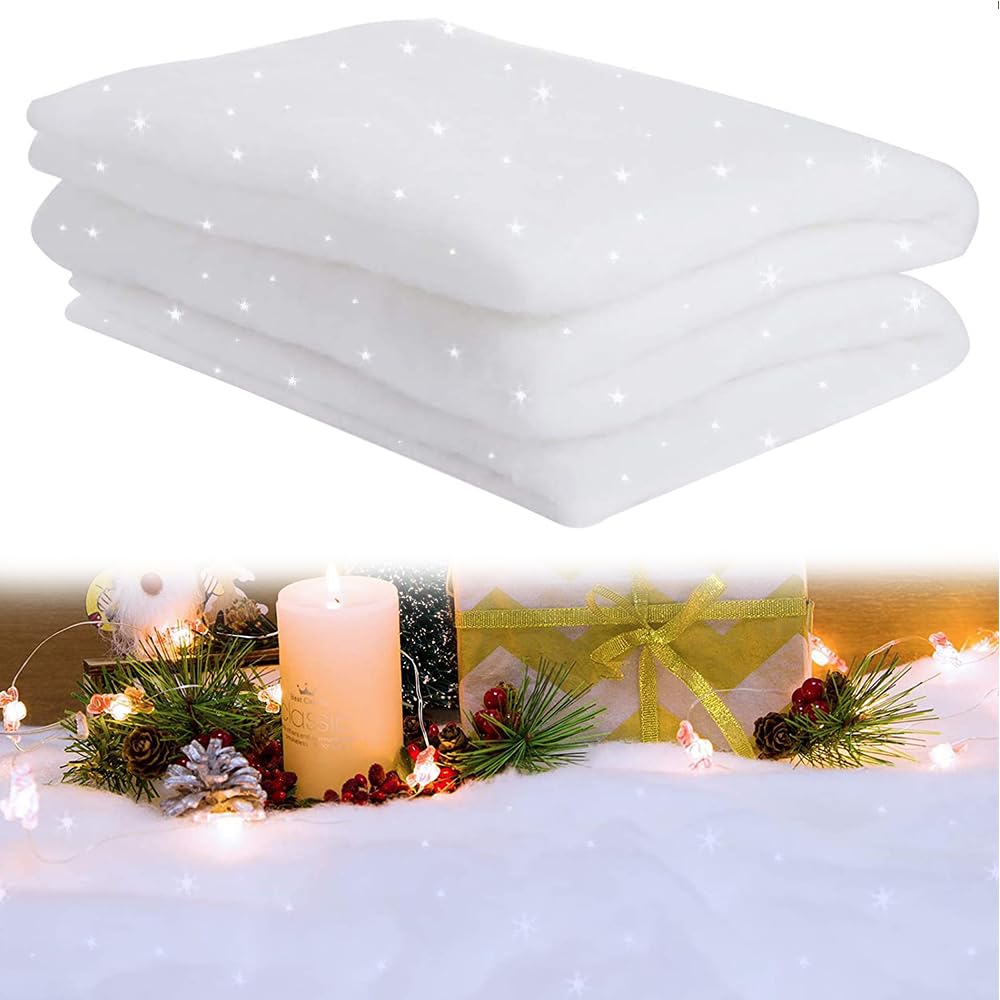 Morain Rouleau Couverture Neige Noël Tapis Neige Artificielle Moelleux Et Blanc Fausse Couverture Neige pour Arbre Noël Table D'exposition Fête d'hiver Décorations Noël