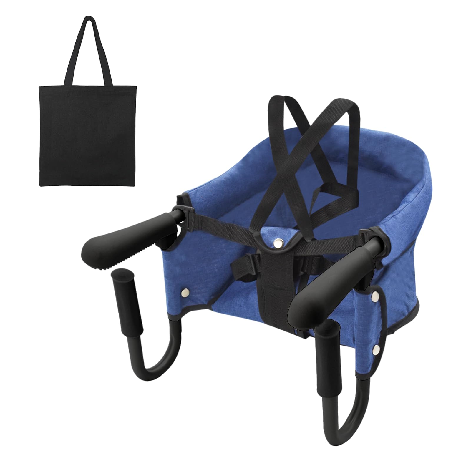 Trona Portátil Bebé, Sillita Ajustable A La Mesa Mesa Asiento de mesa para bebé, Fast - Trona con Cinturón de Seguridad, plegable Trona de Viaje Arnés de 7 puntos(6-36 meses), Azul