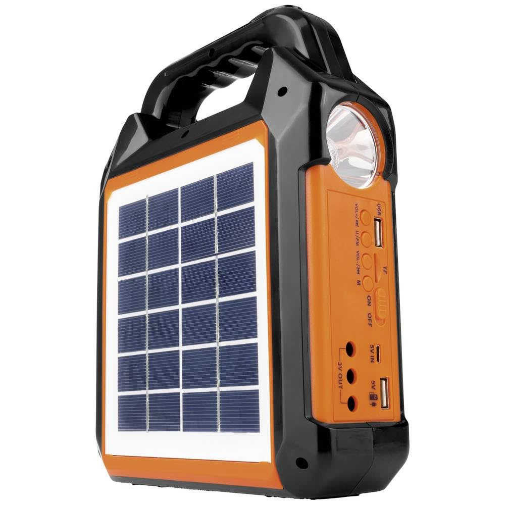 EASYmaxx Kit de générateur Solaire 4500mAh |2 Modes de Charge : Panneau Solaire ou USB | pour recharger Les téléphones Portables, Batterie Externe | Radio FM et Haut-parleurs intégrés