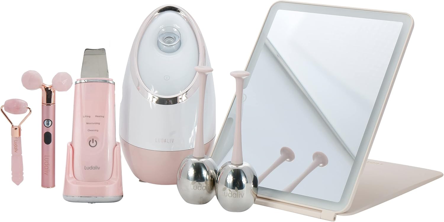 LUDALIV Face Steamer for Facial - Best Professional Nano Ionic Vapor Steamer for Deep Cleaning - Hot Mist Humidifier Machine for Face Sauna Spa Sinuses with 3 Essential Oil Baskets for Aromatherapy : Beauty & Personal Care