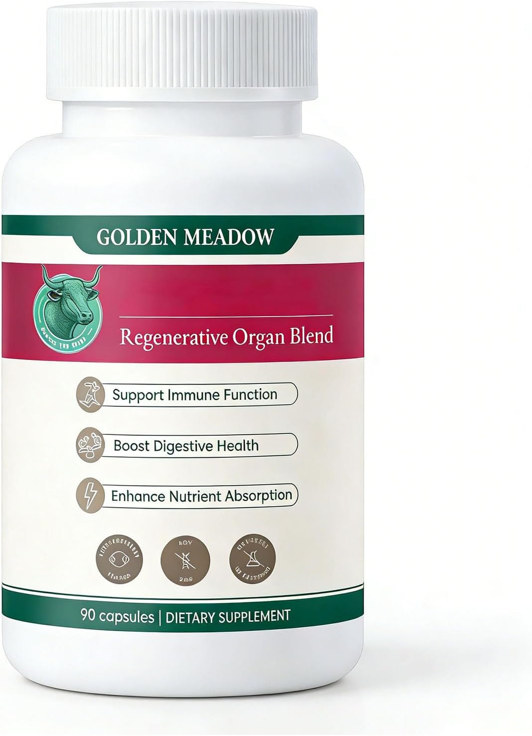 Regeneratively Raised Beef Organs Capsules, Grass Fed & Pasture Raised,Non-GMO,90 Count (1)