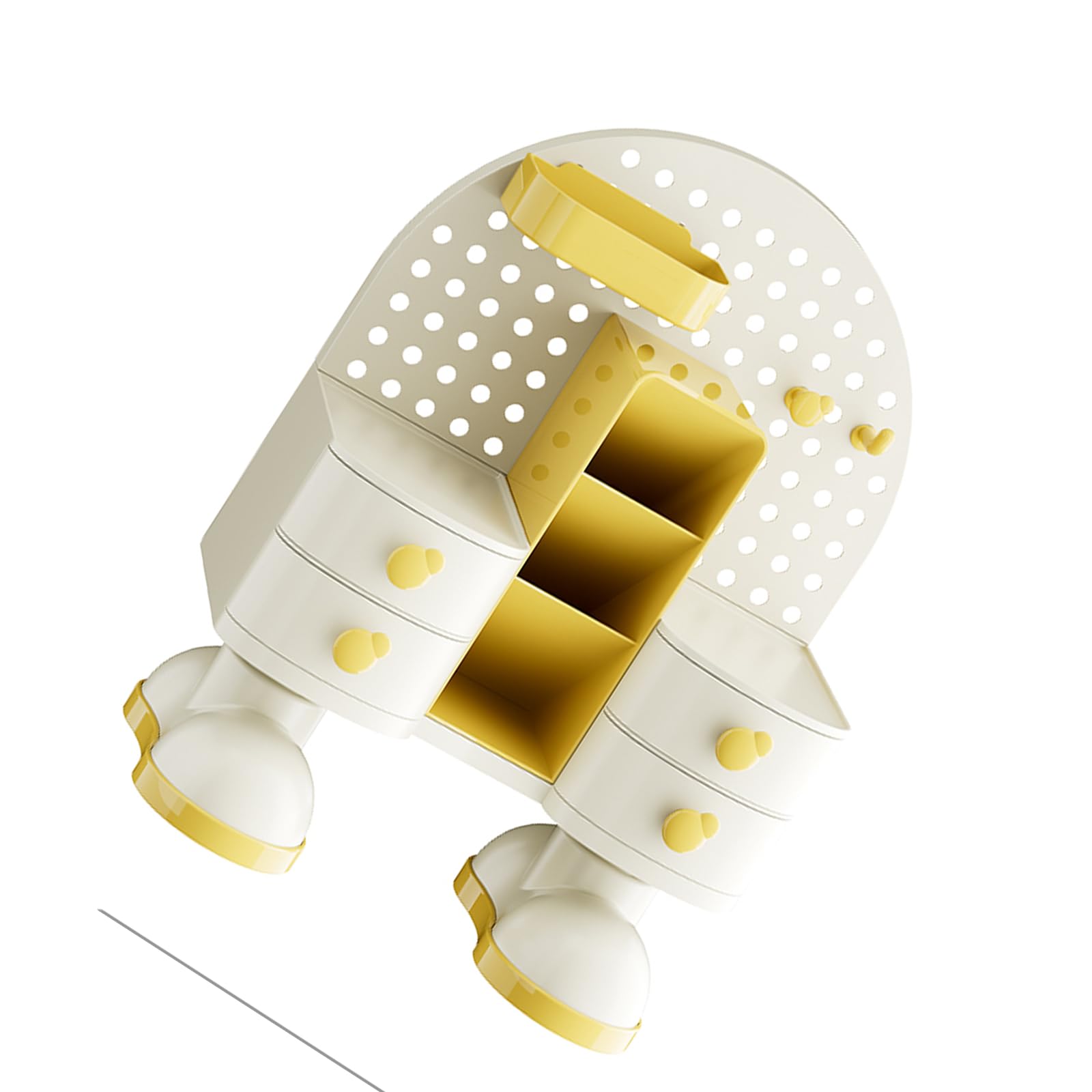 Elnwnnkc Yellow Ergonomic Desktop Organiser With Drawers Space Efficient Desk Pen Storage Box With Drawers And Pegboard Stackable Desk Organiser