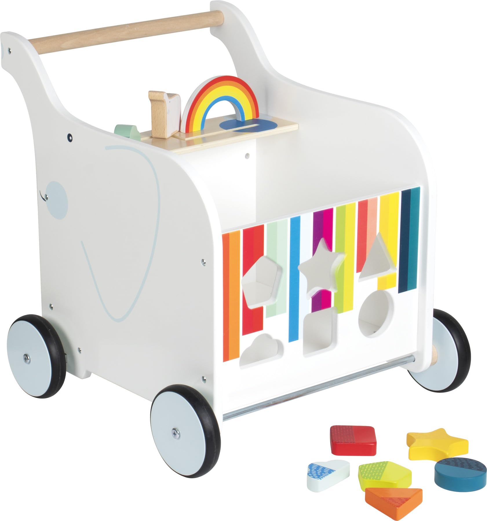 small foot Lauflernwagen Spielzeugbox Elefant aus Holz, mit Bremse und gummierten Rädern, für Kinder ab 1 Jahr, 12535