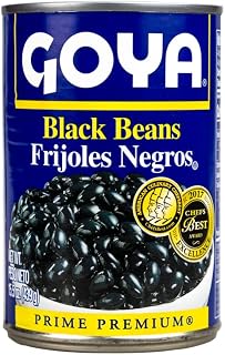 Goya Premium Black Beans 15.5 oz Can - Creamy, Earthy Flavor, Gluten-Free, High Protein for Plant-Based Meals