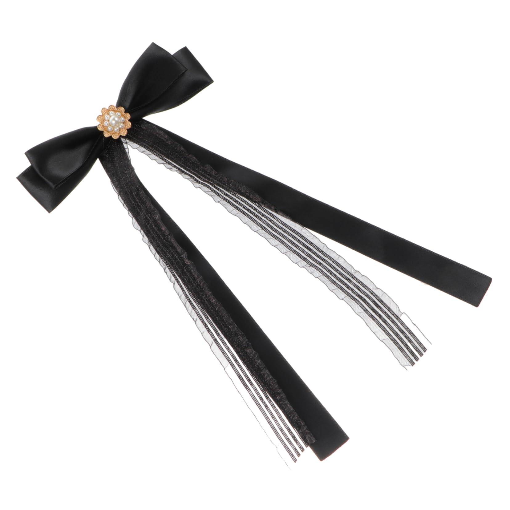 FRCOLOR Elegant Black Pre Tied Bow Tie with Brooch Ribbon Design for Weddings Parties and Banquets Stylish and Chic Accessory to Enhance Your Outfit