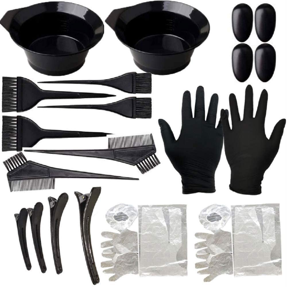 YouCut 22 in 1 Hair Dye Colouring Set, Beauty Salon Tool Kit with Brush, Bowl, Goloves, Ear Cover, Hair Clamps, Shawl
