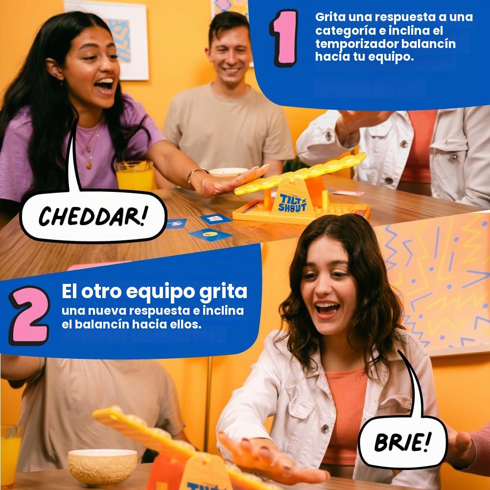 Big Potato Tilt 'n' Shout - Juego de fiesta familiar de ritmo rápido con 150 categorías únicas, temporizador interactivo de canicas, perfecto para noches de juegos, niños y adultos