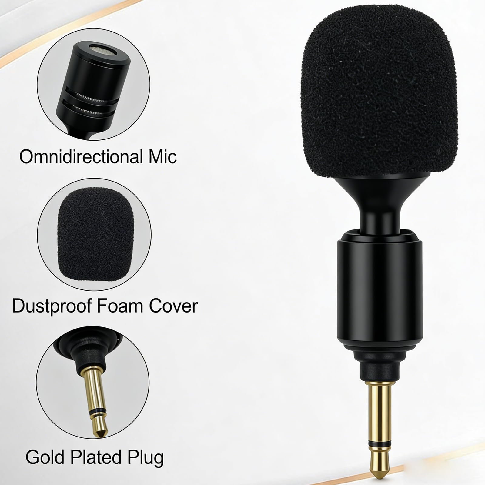 Micrófono de repuesto compatible con amplificador de voz de 3,5 mm, micrófono de 2 polos, mini micrófono portátil con amplificador de voz portátil, transmisor inalámbrico para profesores