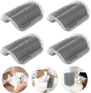Cat Self Groomer with Catnip Pouch, 4 Pack Wall Corner Scratcher Groomers Soft Grooming Massage Combs for Short Long Fur Cats,Cat Brush Toy for Indoor Cats Kitten