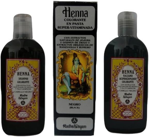Henna black hair pack: ink paste + shampoo + conditioner