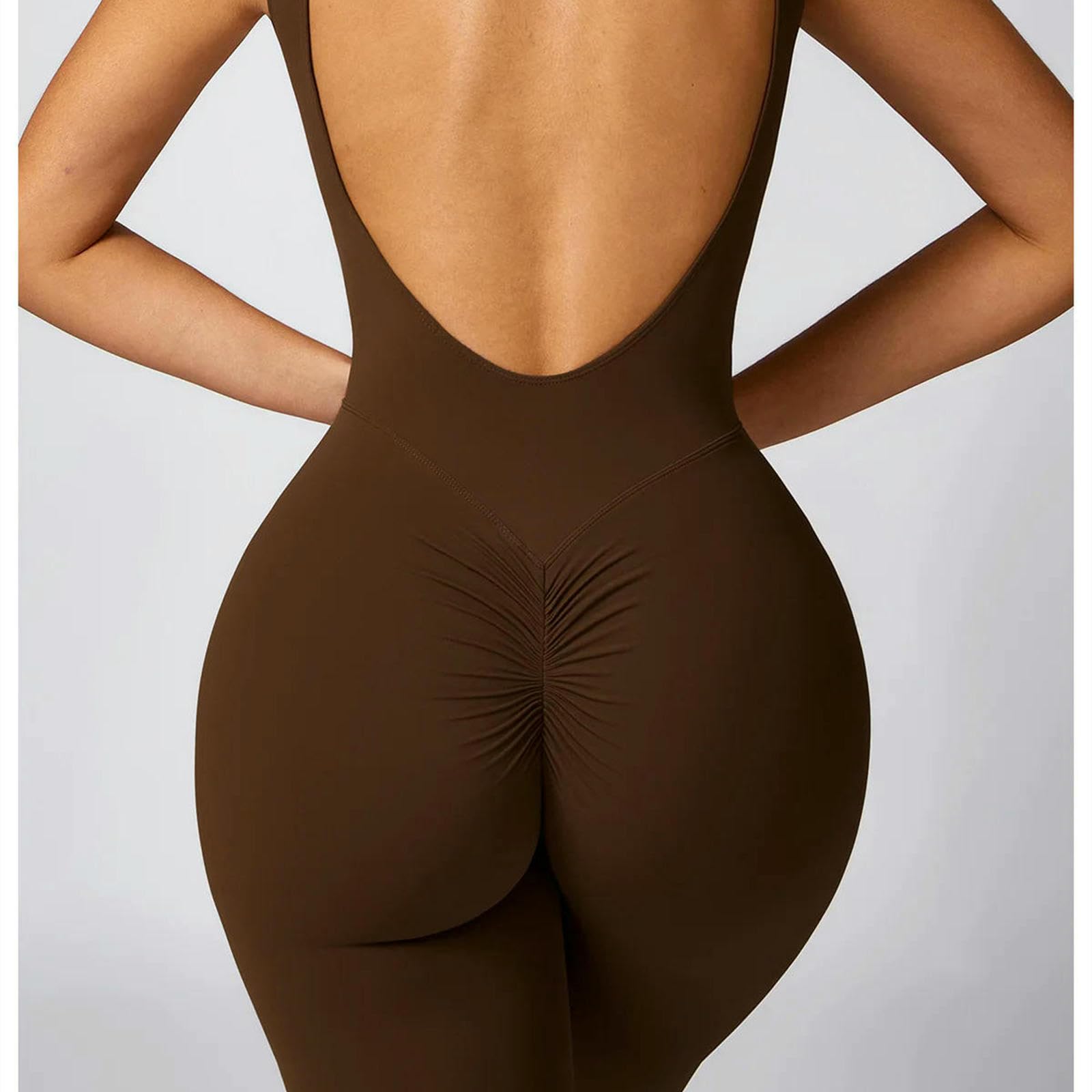 Shapewear Damski Seksowny Kombinezon Bez Pleców Flare | Bezrękawnik Bez Rękawów Unitard Bodysuit-czarny-L