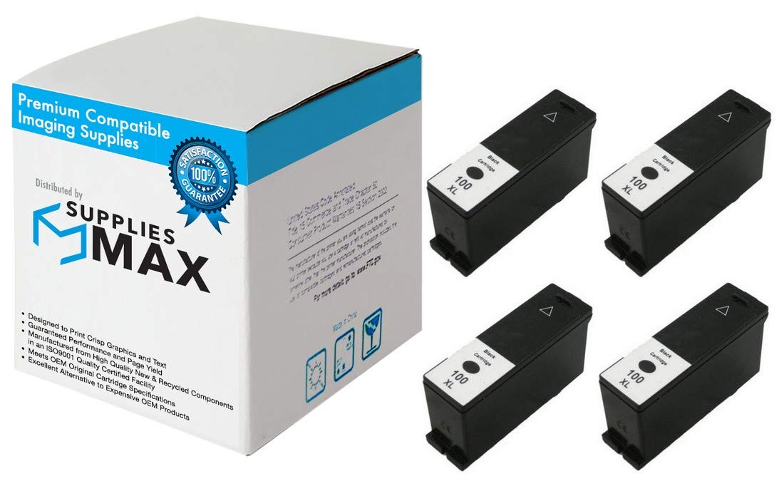 Compatible Replacement for Lexmark S301/S305/S405/S505/S605/S815/S816/PRO 901/705/805/905 Black High Yield Inkjet (4/PK-510 Page Yield) (NO. 100XL) (14N1187_2PK)