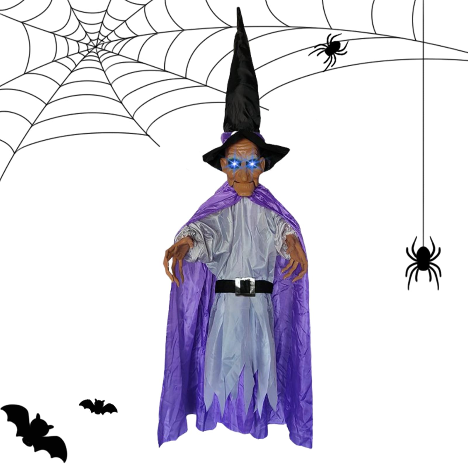 Ornements sorcière d'Halloween avec sons effrayants pour décoration extérieure