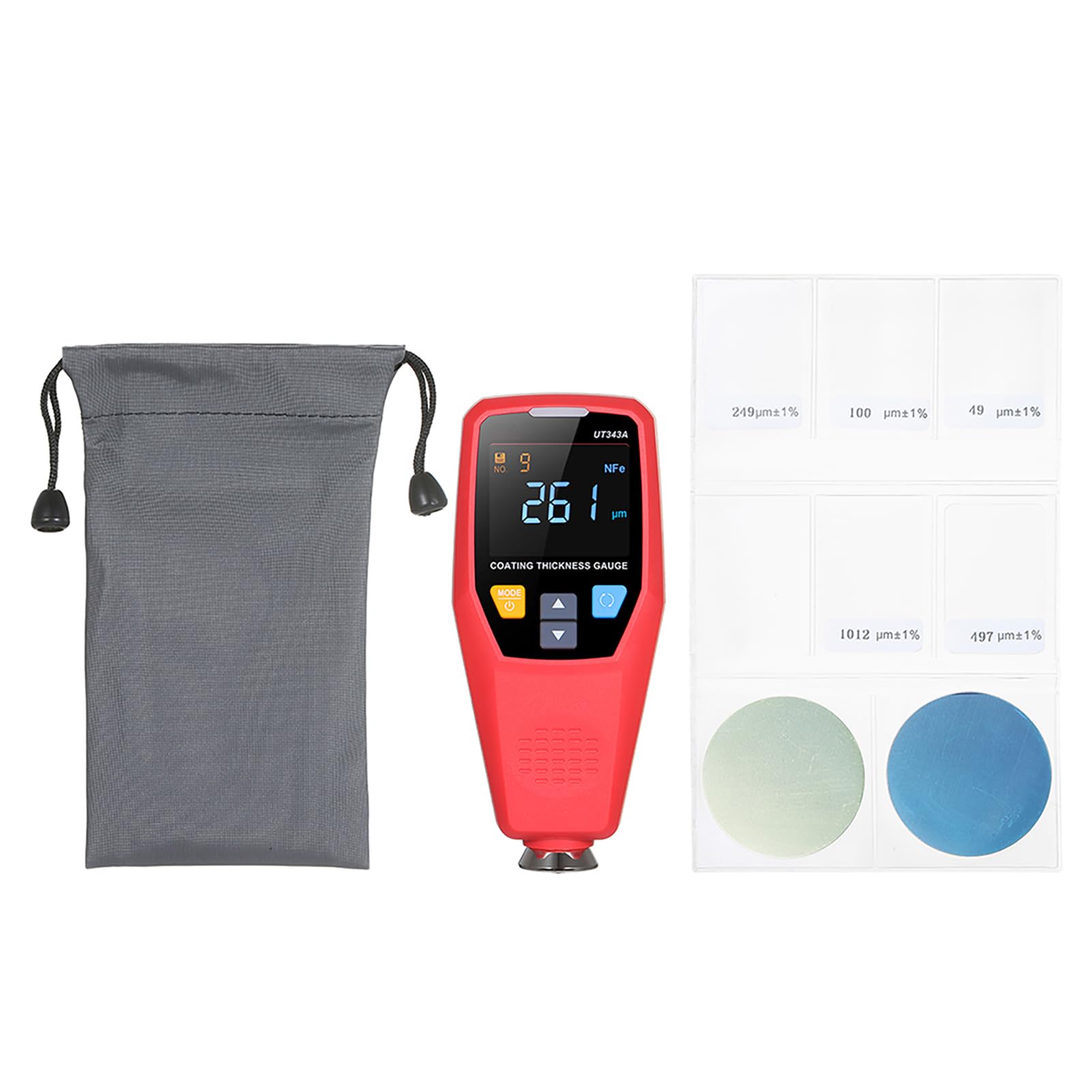 Misuratore di Spessore del Rivestimento di Vernice Tester Digitale Portatile da 0 a 1750um ABS Doppio FE NFE Riconoscimento Automatico Rotazione dello Schermo Memorizzazione dei Dati per