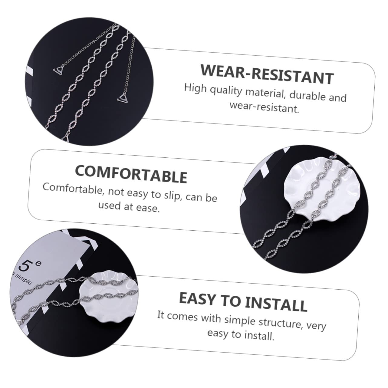 BESTYASH -Palabra Correa De Hombro De Diamantes De Imitación Correa De Sujetador De Diamantes De Imitación Correas De Sujetador Extraíbles Joyería Sujetador Invisible Cinturón