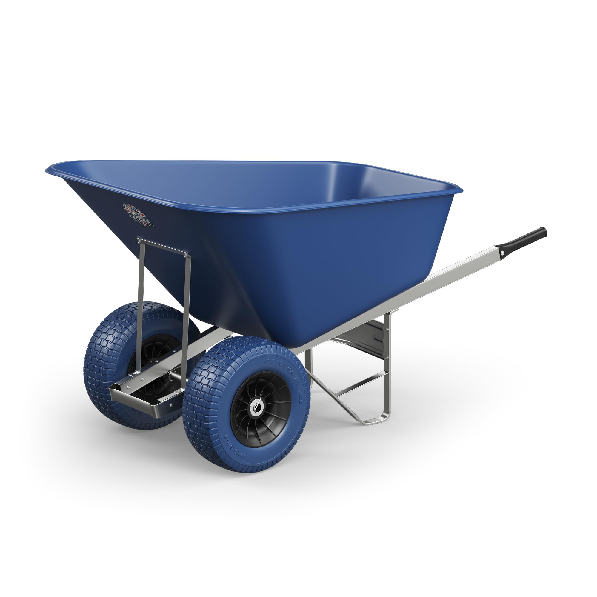 Agri Barrow Wheelbarrow Twin 200 Litre Plastic Tub Puncture Proof Tyres Blue from B&Q