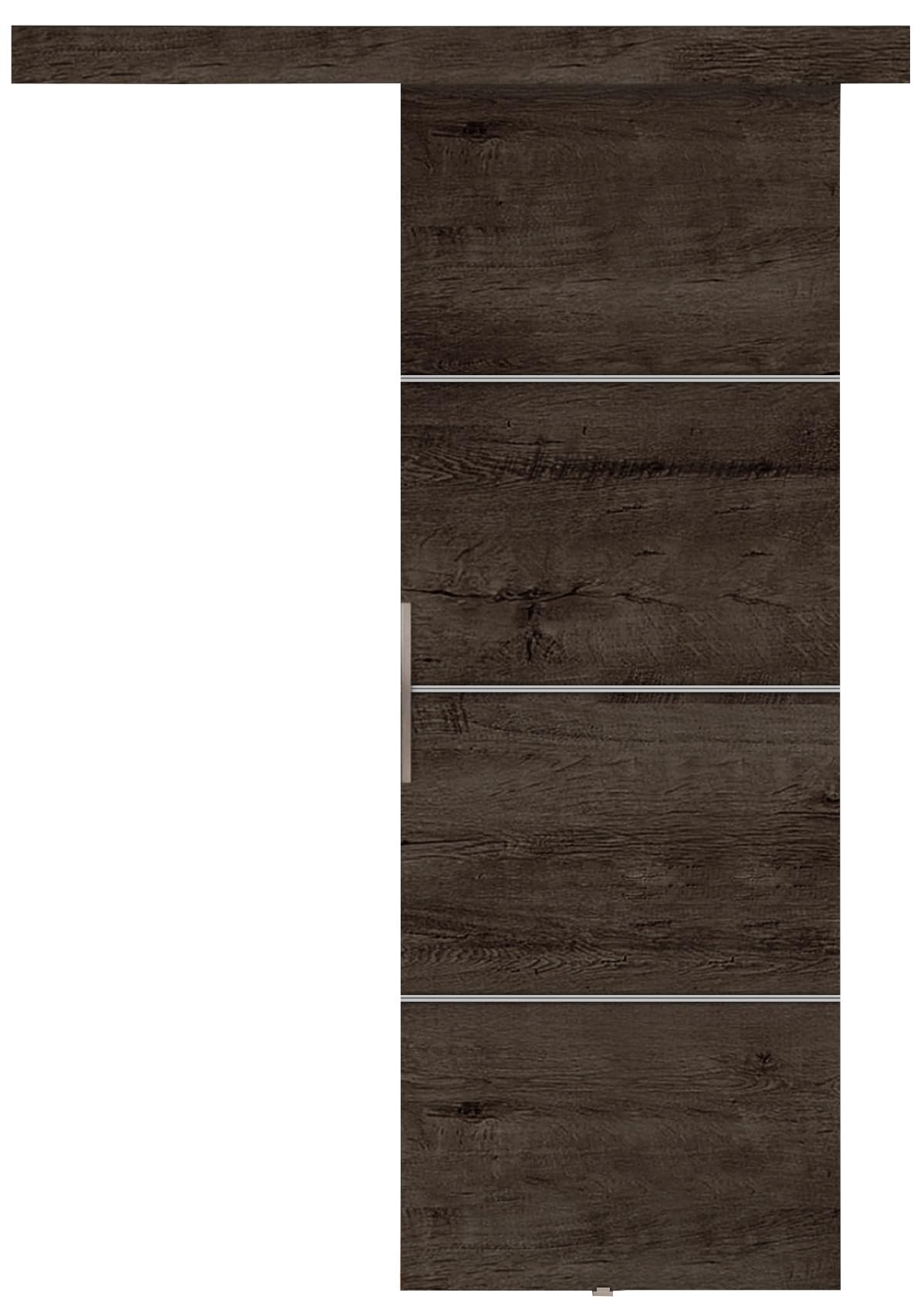 KIER FURNITURE Zestaw drzwi przesuwnych MALIBU Ciemny Jesion 76x205x1,6 cm | Drzwi z prowadnicą, System drzwi przesuwnych, Drzwi oszczędzające miejsce, Loftowy wygląd