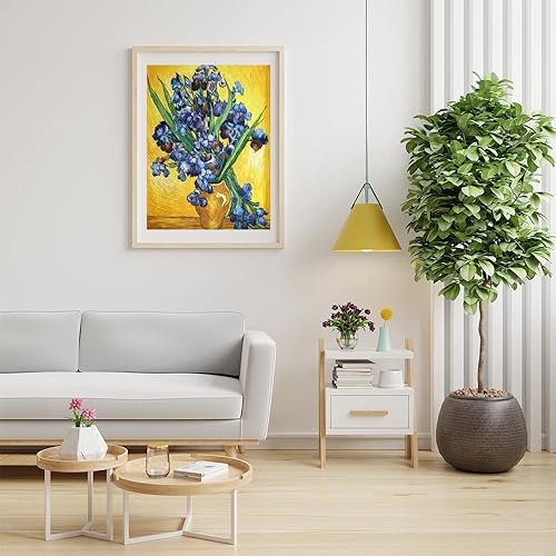 Miniatura 3 de LXTONG Van Gogh - Kit de pintura de diamantes de flores de lirios 5D, pintura de diamante redonda completa por números, pintura de diamantes Van