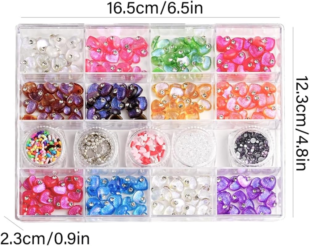 Heart Nails Art Charm Resin Flatback Heart Nails Rhinestones Charm Nails Art Decoration for Nails Craft