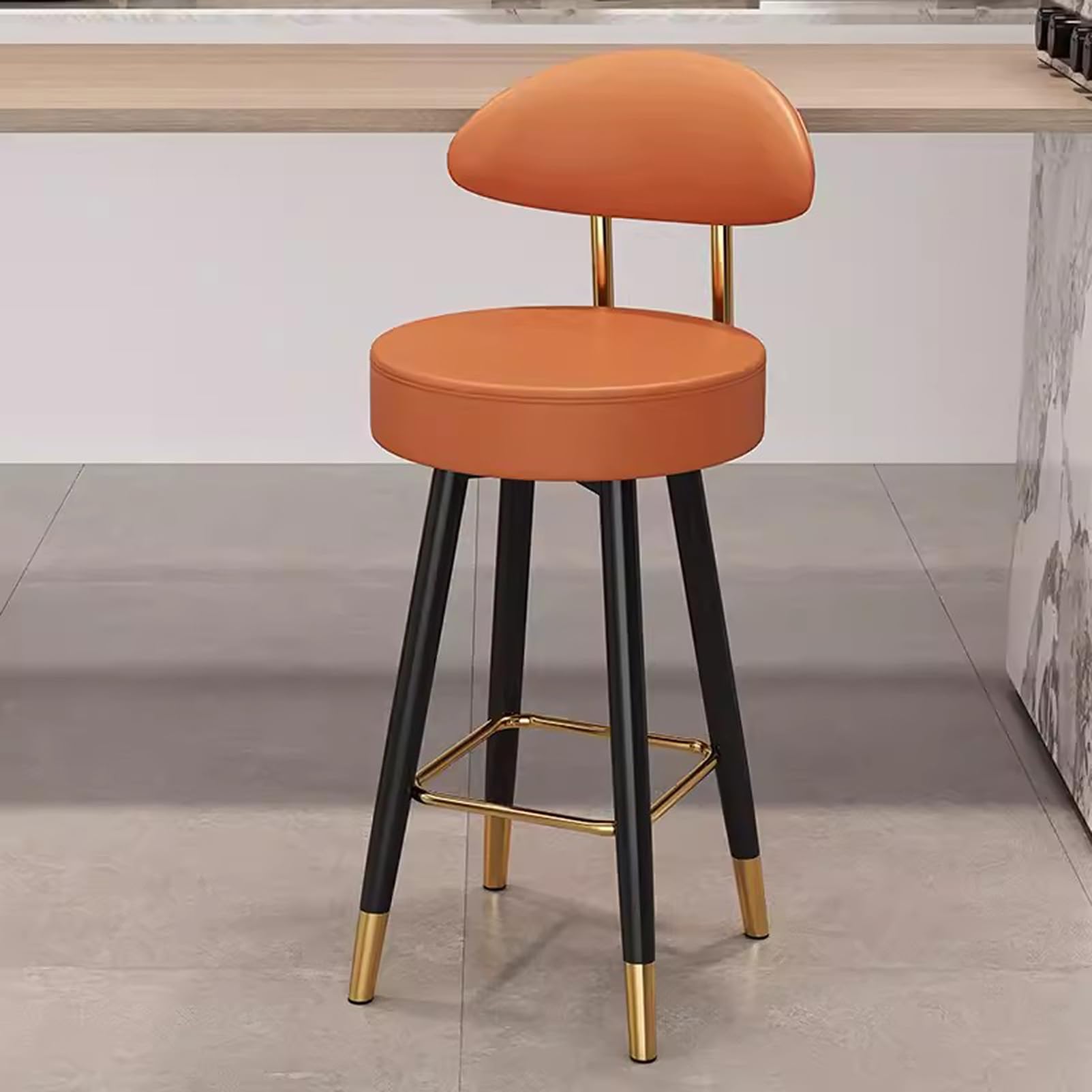 Amazon｜フェイクレザーバースツール2個セット、背もたれと