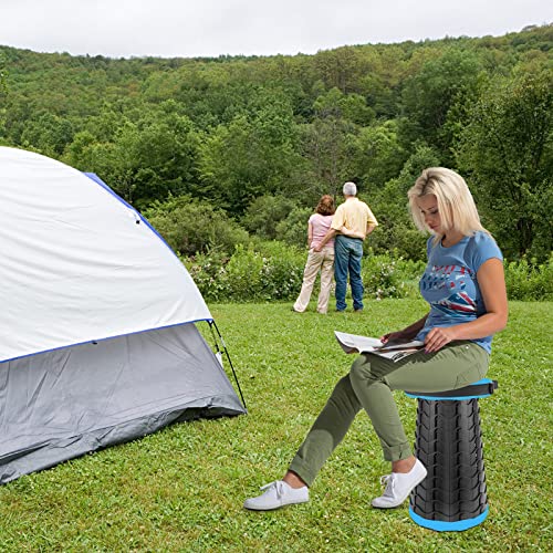 Jakuva Camping Stool With Carry Bag,Retractable Folding Stool,Collapsible Telescoping Stool Portable Stool With Max Load 360Lbs For Adults For Indoor Outdoor Fishing Hiking Gardening Travel(Blue) #TOP6
